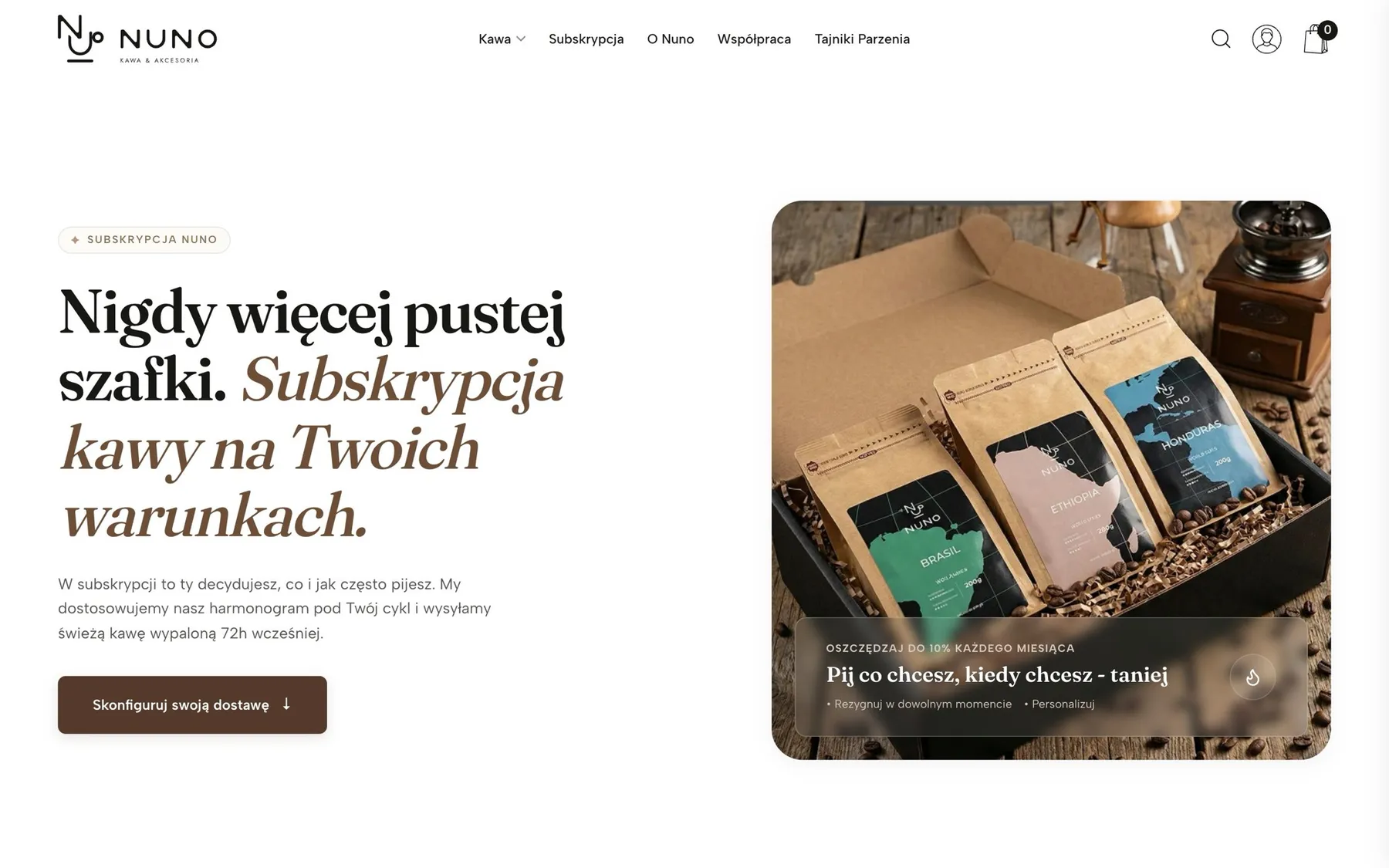 Nuno subscription page