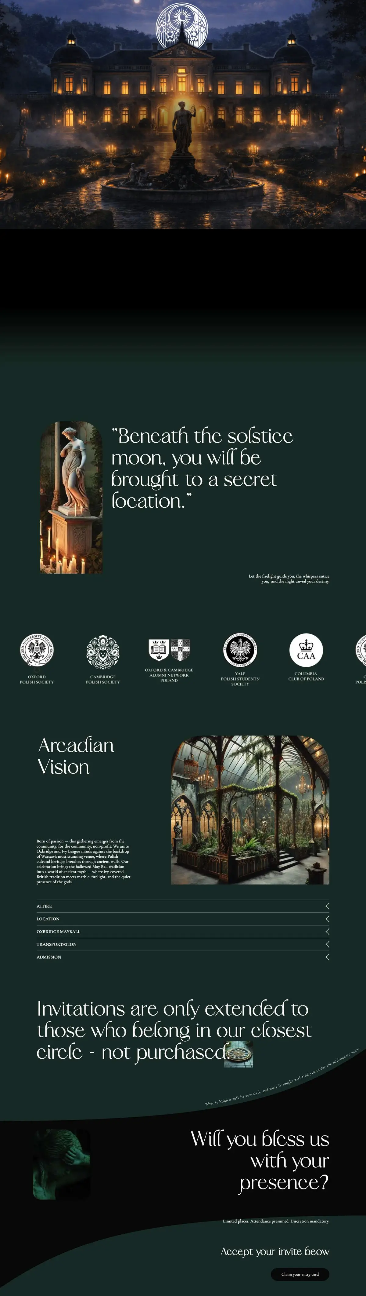 Arcadian Ball website, full length