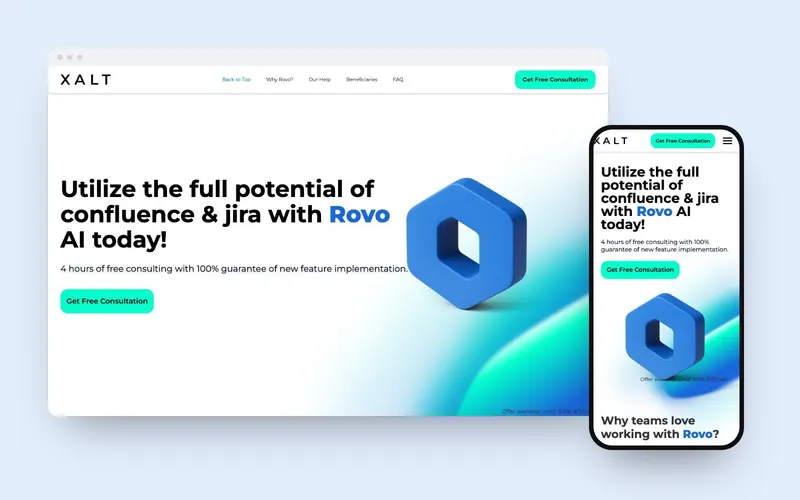 Rovo dla XALT: website design