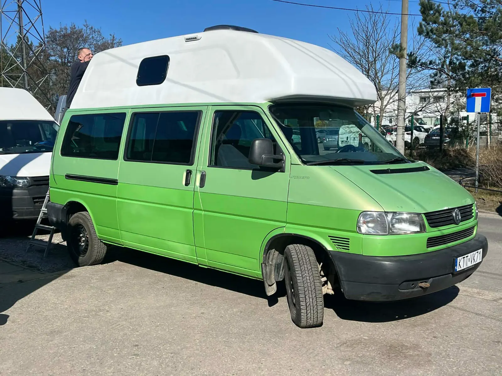 Green VW T4 after conversion